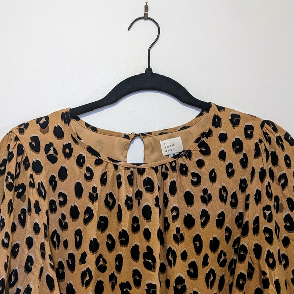 A New Day Cheetah Print Long Sleeve Tie Waist Sheath Dress sz M - Picture 7 of 15